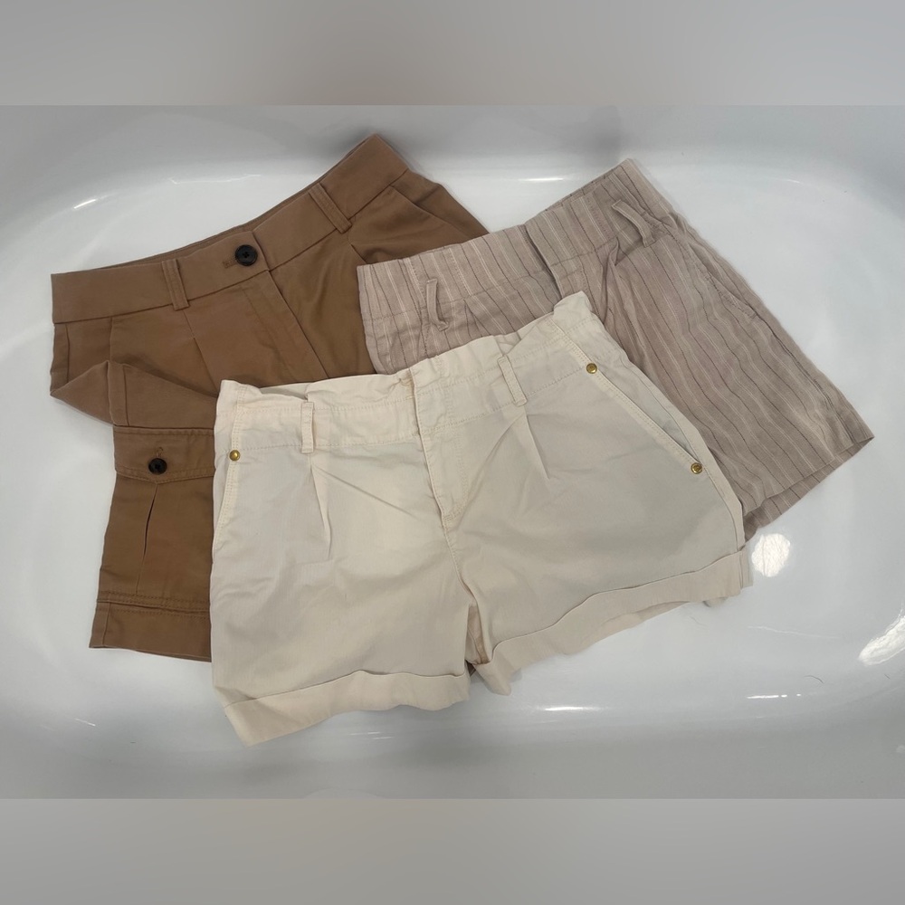 Loft & Banana Republic Women's High Waist Shorts Set - Cream, Tan 00/0 XSMALL